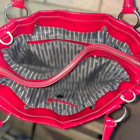 Mimco Bags Mimco Red Patent Leather Worker Turn Lock Laptop School